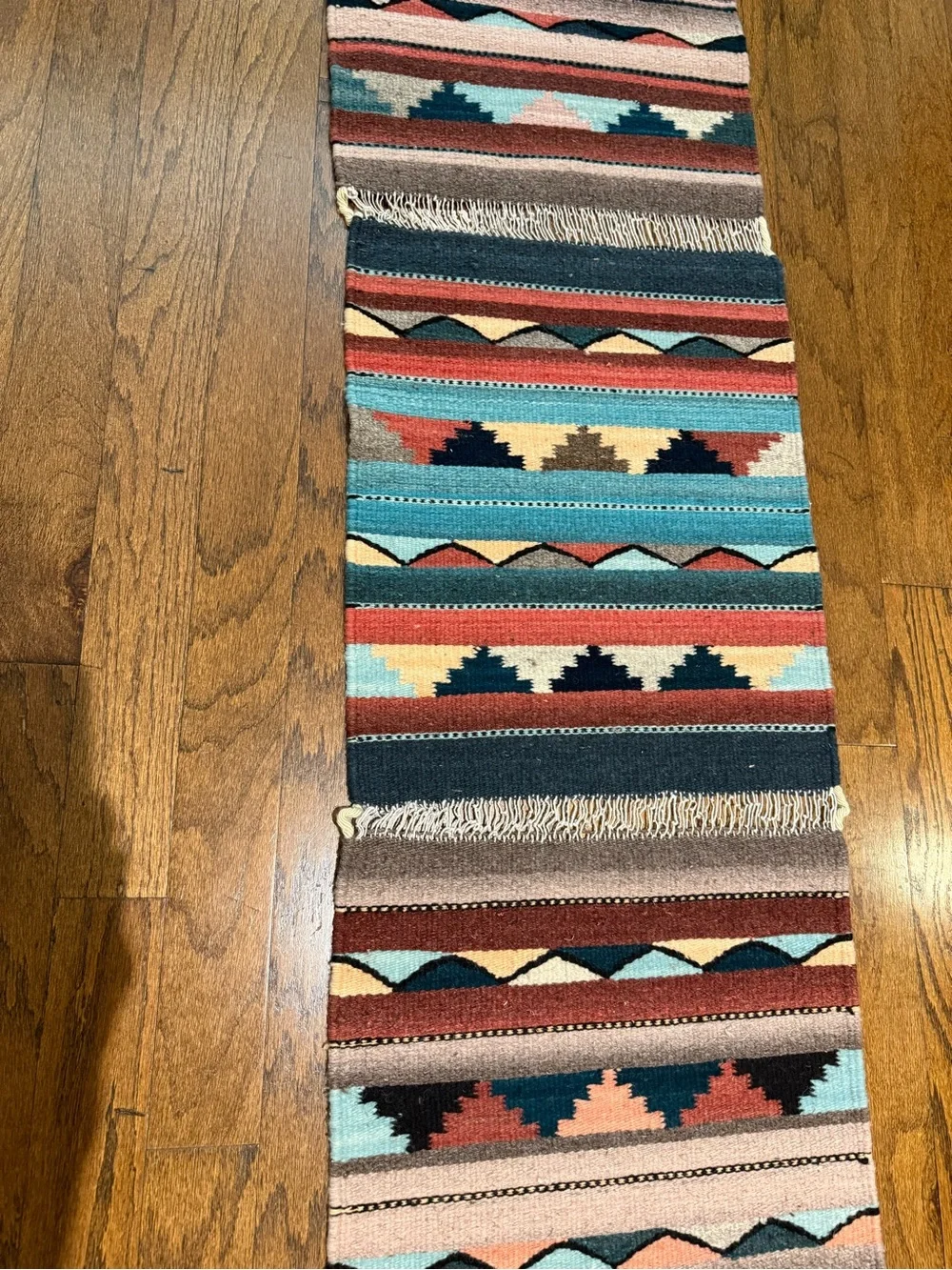 Vintage Southwestern Hand Woven Wool Table Runner Rug 16